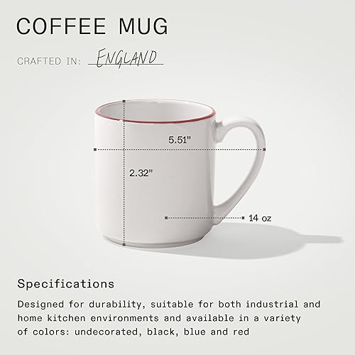Vista 10 de Made In Utensilios de cocina - Juego de 4 tazas de café - 12 oz - Blanco - Porcelana Inglaterra - Apto para lavavajillas y microondas