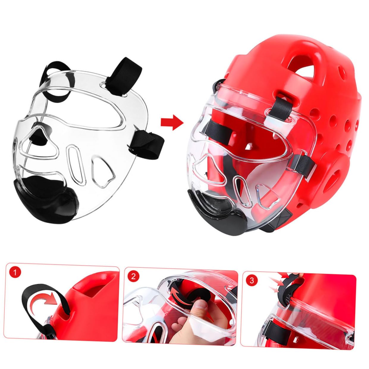 NOLITOY Maschera Protettiva Protezione Facciale Taekwondo 2 Pezzi per in Plastica Temprata, Portatile e Affidabile Rimovibile per Allenamento di Karate