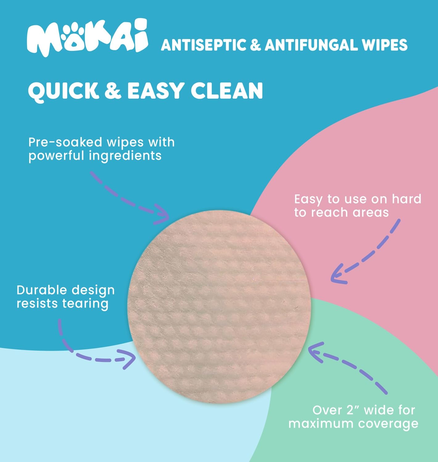 MOKAI Antiseptic Wipes for Dogs Cats and Horses | Dog Chlorhexidine Wipes with Ketoconazole Dermatological Pads Hot Spots Itchy Paws Skin Rashes - image 5