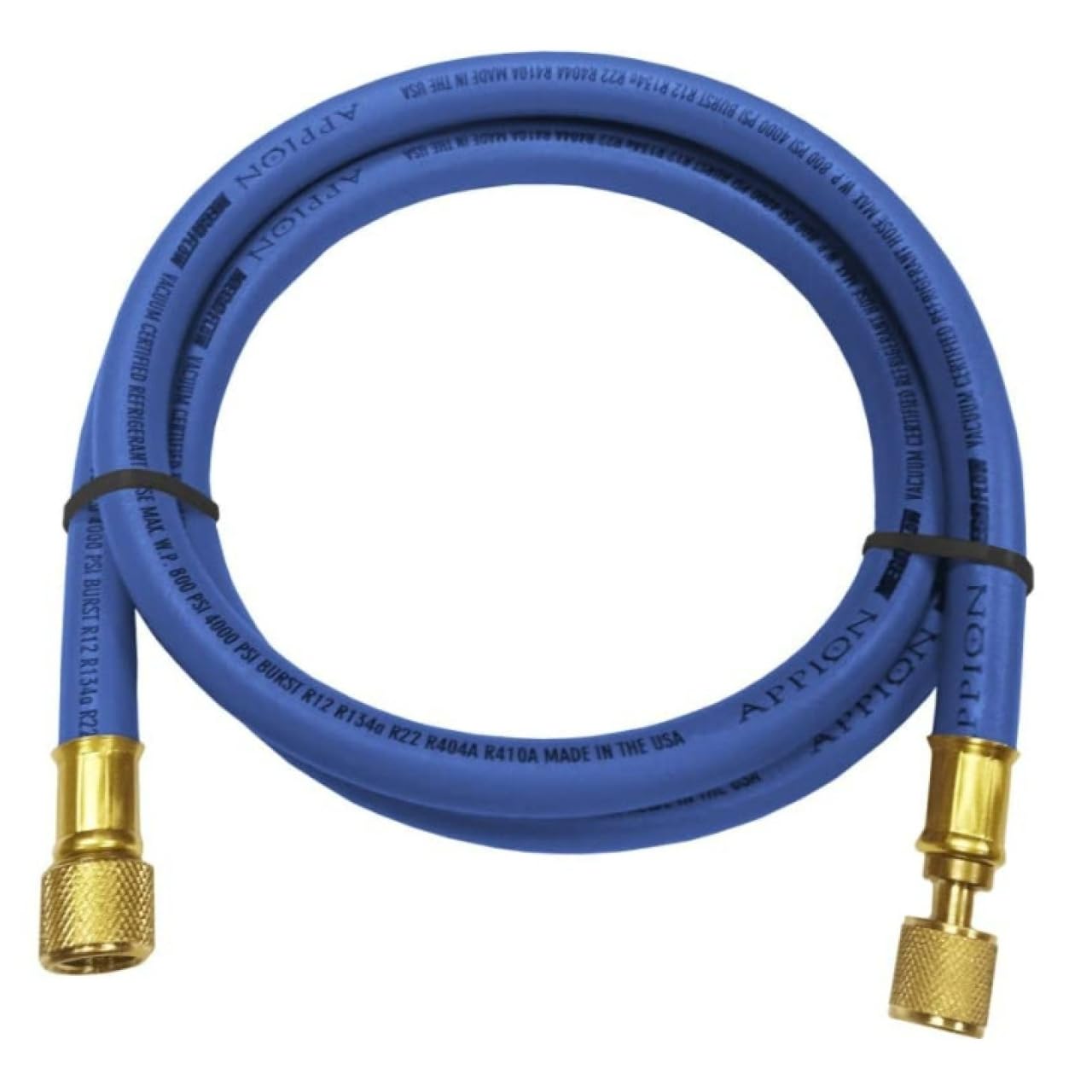 9802805 MH380006EAB 3/8" Diameter Hose, 3/8" FL to 1/4" FL Vacuum Certified Refrigerant Hose, 6', Blue