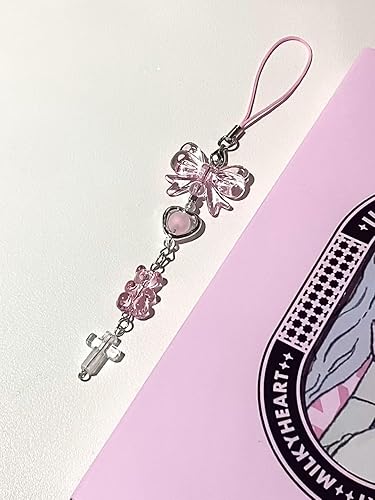 Miniatura 5 de Abalorios para teléfono, correa de muñeca hecha a mano, Y2K para teléfono, cadena para mujeres y niñas (ángel)