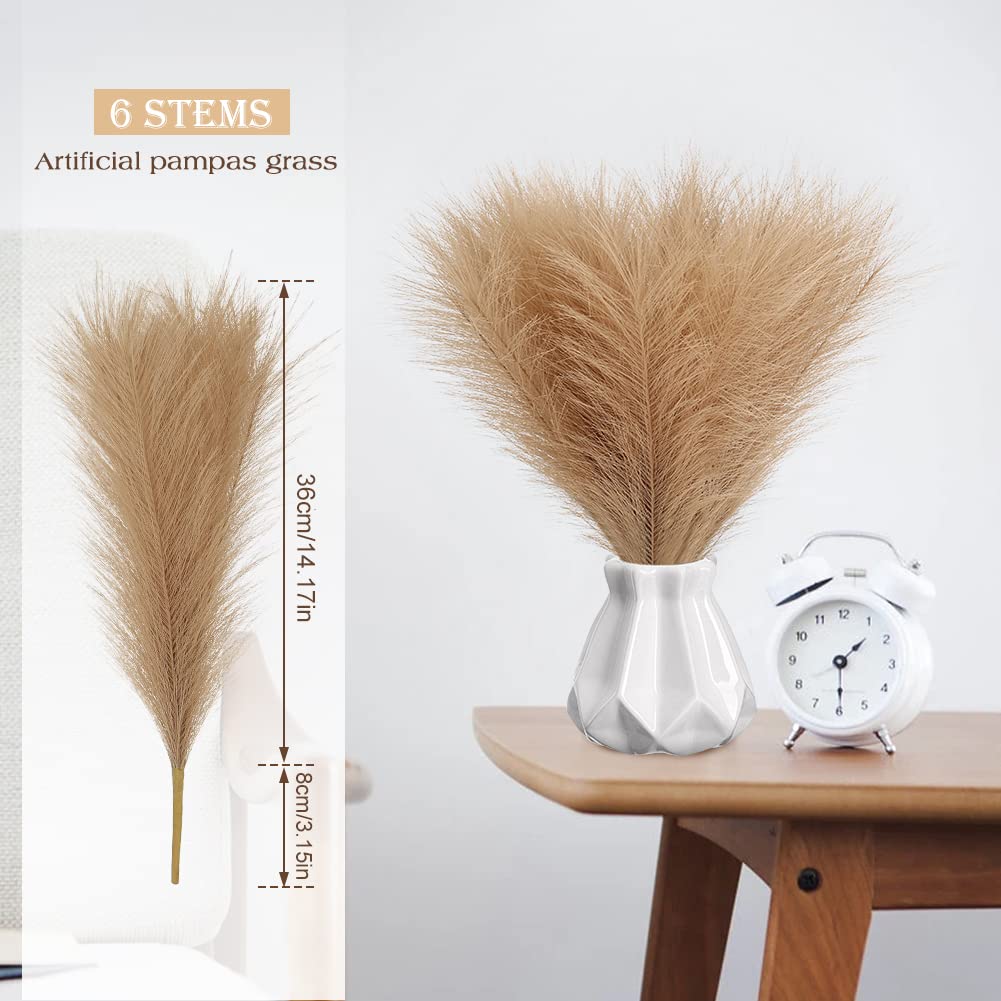 Herbe De La Pampa Lot De 6, 45 Cm Fleurs Pampas Sechees, Fleurs