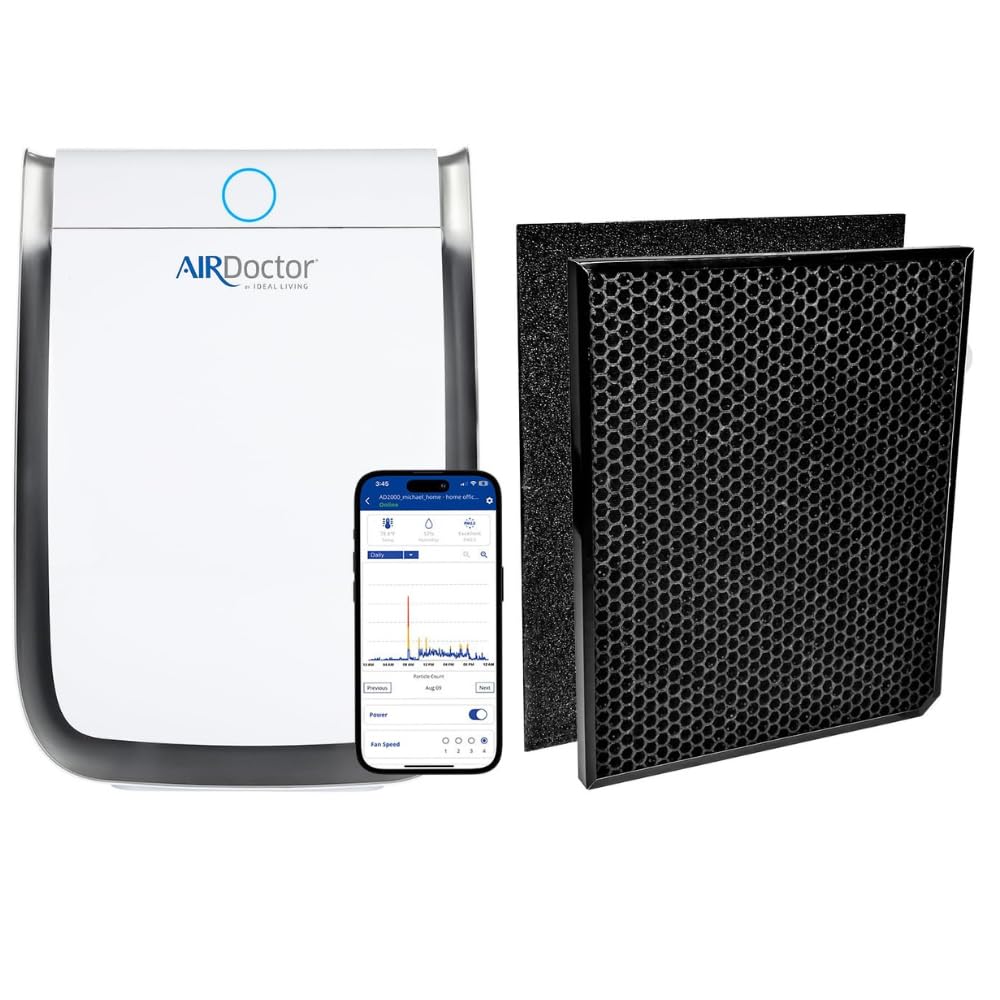 AIRDOCTOR 3500i SMART Air Purifier for Living Rooms Bedrooms with UltraHEPA Carbon VOC Pre-Filters with Extra VOC Replacement
