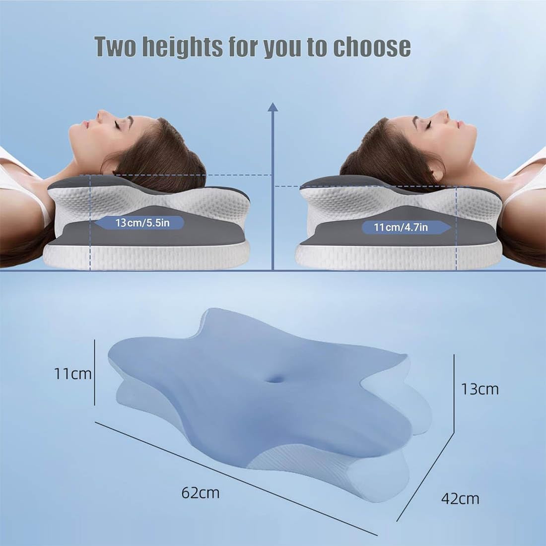 Oreiller à MéMoire De Forme, Oreiller De Soutien Cervical pour Soulager Les Douleurs Cervicales, Oreiller pour L'ApnéE du Sommeil, Oreiller Ergonomique avec Taie d'oreiller Amovible (Rose)
