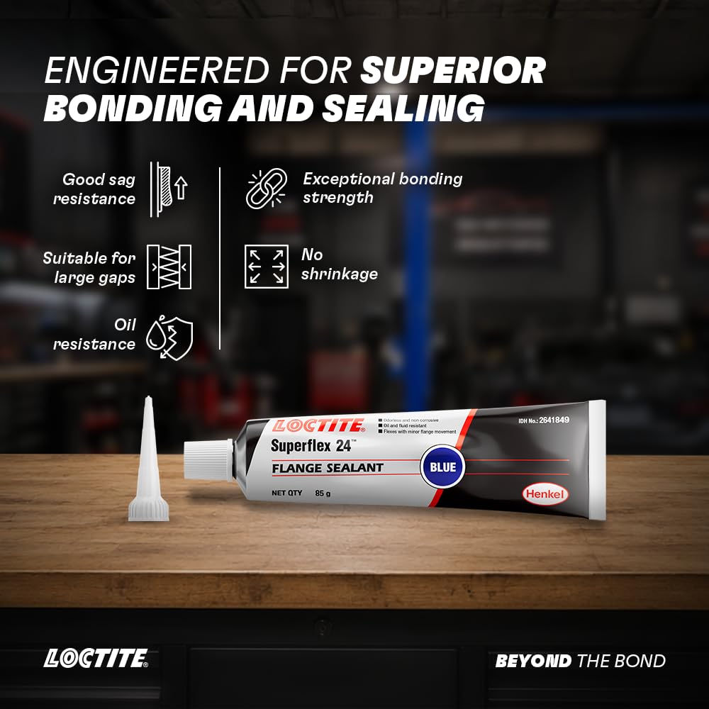 LOCTITE Superflex 24 RTV Silicone Adhesive Sealant 85g (Pack of 2) | Blue Neutral Cure, One-Part, Non-Corrosive & Non-Sag | Oil Resistant | For Automotive & Industrial Sealing, Gearboxes, Pumps & Gasketing product image 2