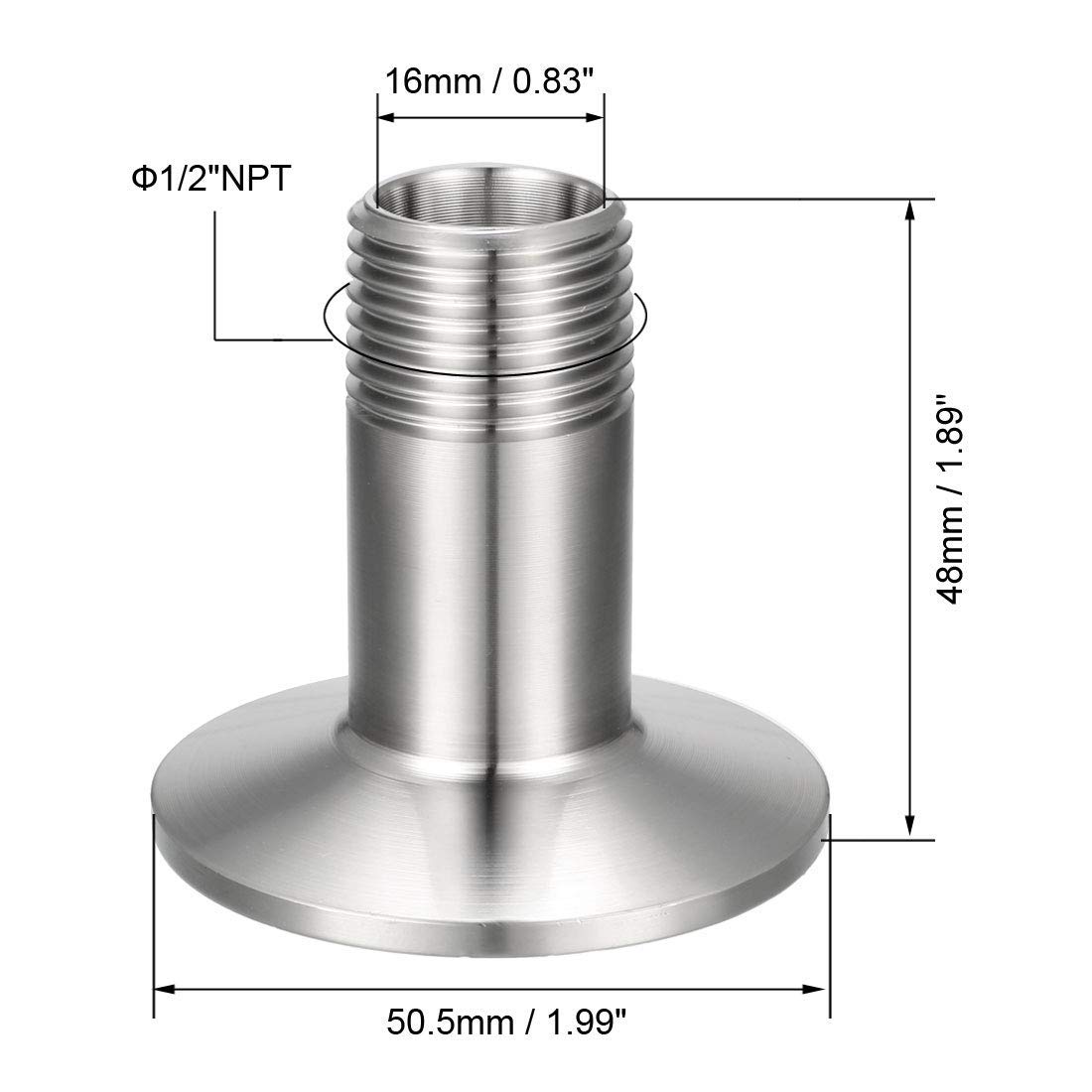 1 pièce 1/2 Dn15 DN20 SS304 adaptateur Bspt mâle fileté sanitaire tube en acier inoxydable