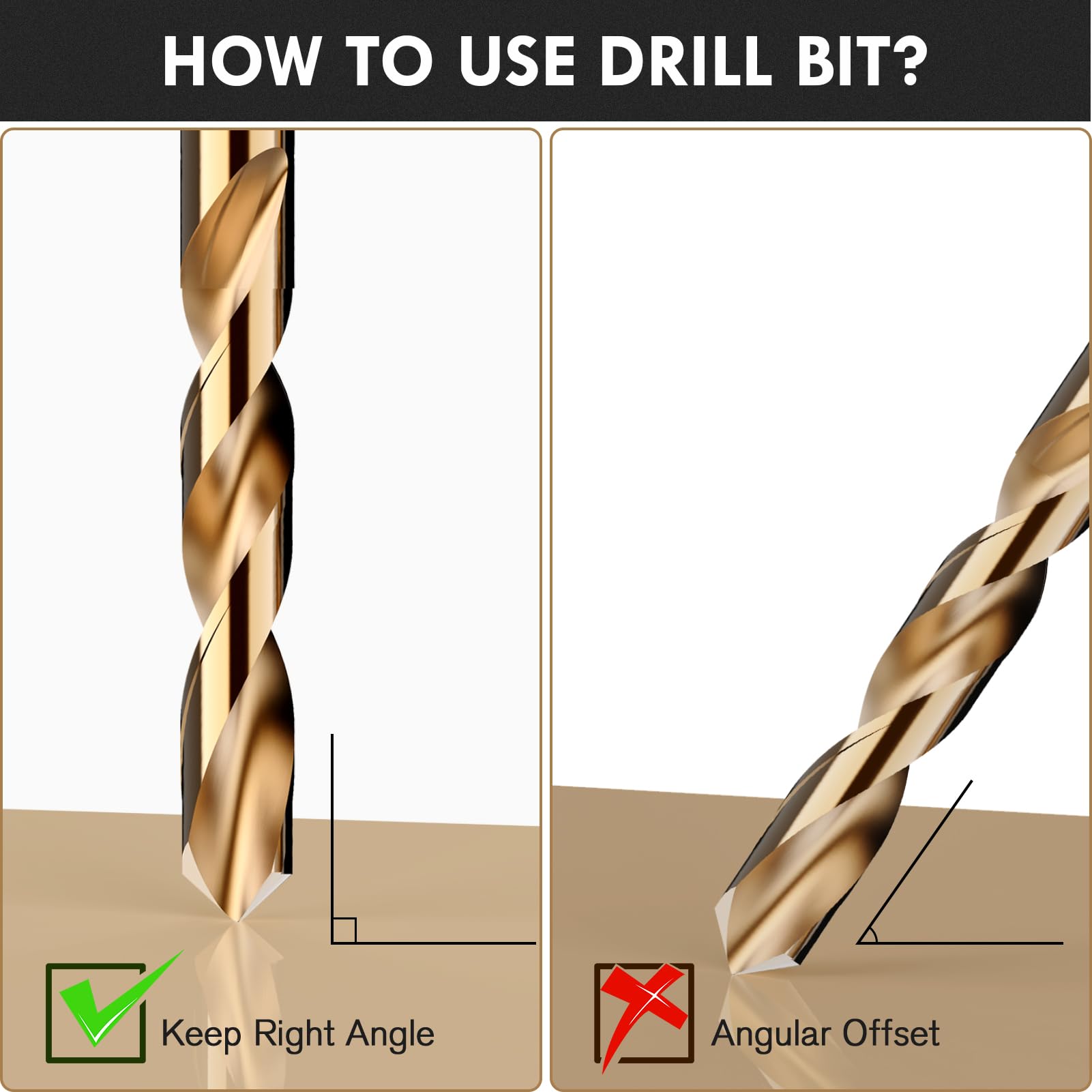 MACXCOIP 9/16" (4pcs) Cobalt Drill Bit Set, M35 High Speed Steel Jobber Length Drill Bit Kit for Hardened Metal, Stainless Steel, Cast Iron, Wood and Plastic, with Index Storage Case