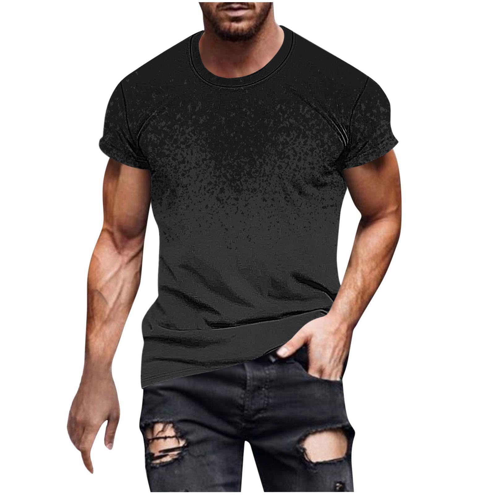 Mens T-Shirts Short Sleeve Stylish Graphic Short Sleeve Funny Classic Basic T Shirts Athletic Casual Summer Tee Shirt