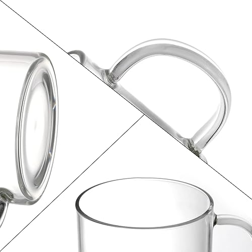 Miniatura 3 de Tosnail Paquete de 6 tazas de café de vidrio de 16 onzas con asa, tazas grandes de vidrio de boca ancha, tazas de bebidas calientes de moca,
