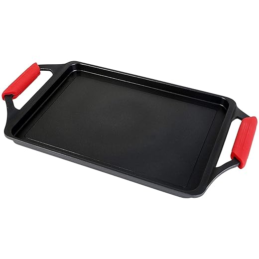 Plancha Asar 43X25Cm Lisa Con Asa Aluminio Fundido Ecostone En Oferta Wecook! Ecostone Bandeja Asadora Inducción, Plancha De Asar 43 X 25Cm, Aluminio Fundido, Antiadherente Xtra Dupon Ecológico Sin Pfoa, 5Mm Espesor, Asas De Silicona, Vitrocerámica, Gas, Horno