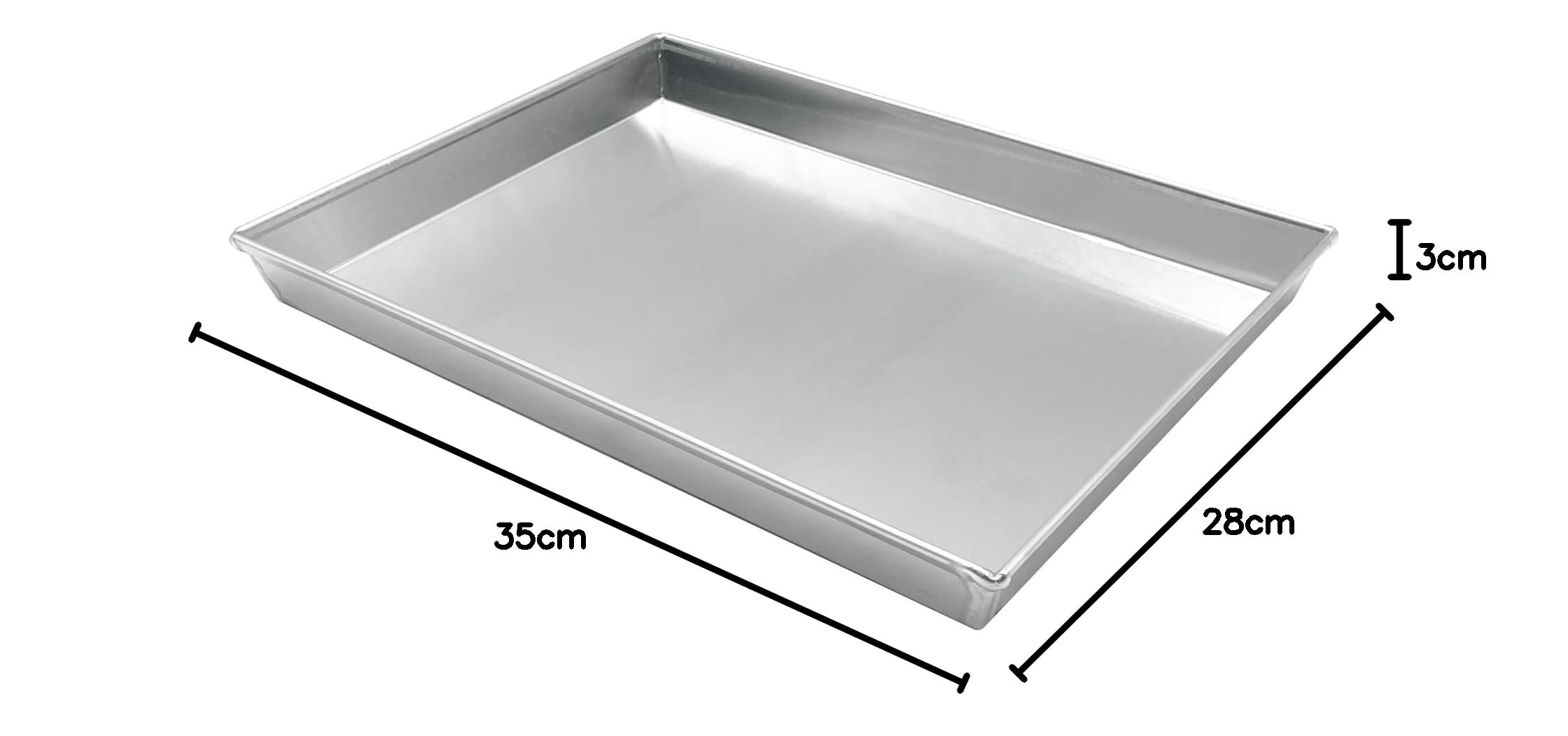 Pentole Agnelli COAL49/335 Teglia Rettangolare in Lega d'Alluminio 3003 con Orlo, Argento, 35 x 28 cm, 1 Pezzo