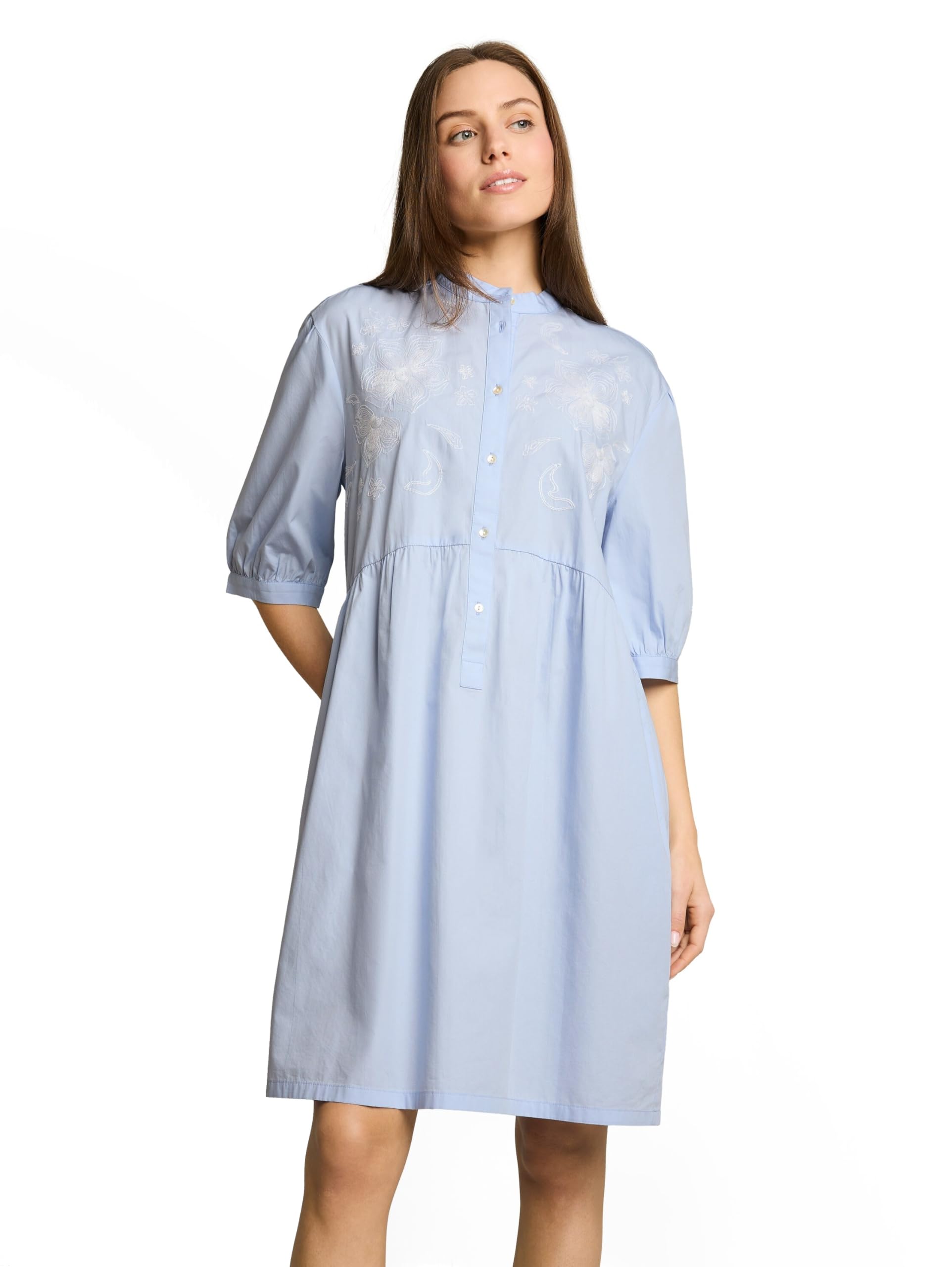 Tom Tailor Damen 1051253 Loose Fit Kleid mit Blumen-Stickerei