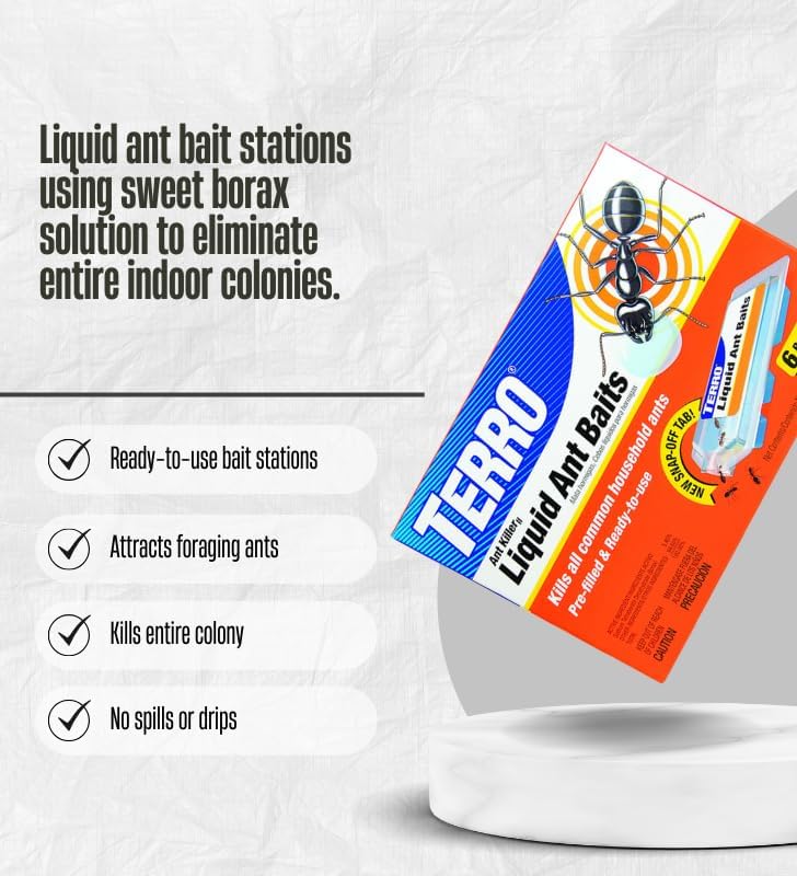 Miniatura 2 de Paquete de 2 cebo para hormigas TERRO de 2.2 onzas con trampa para tabla, estaciones de cebo líquido para interiores para control de hormigas,