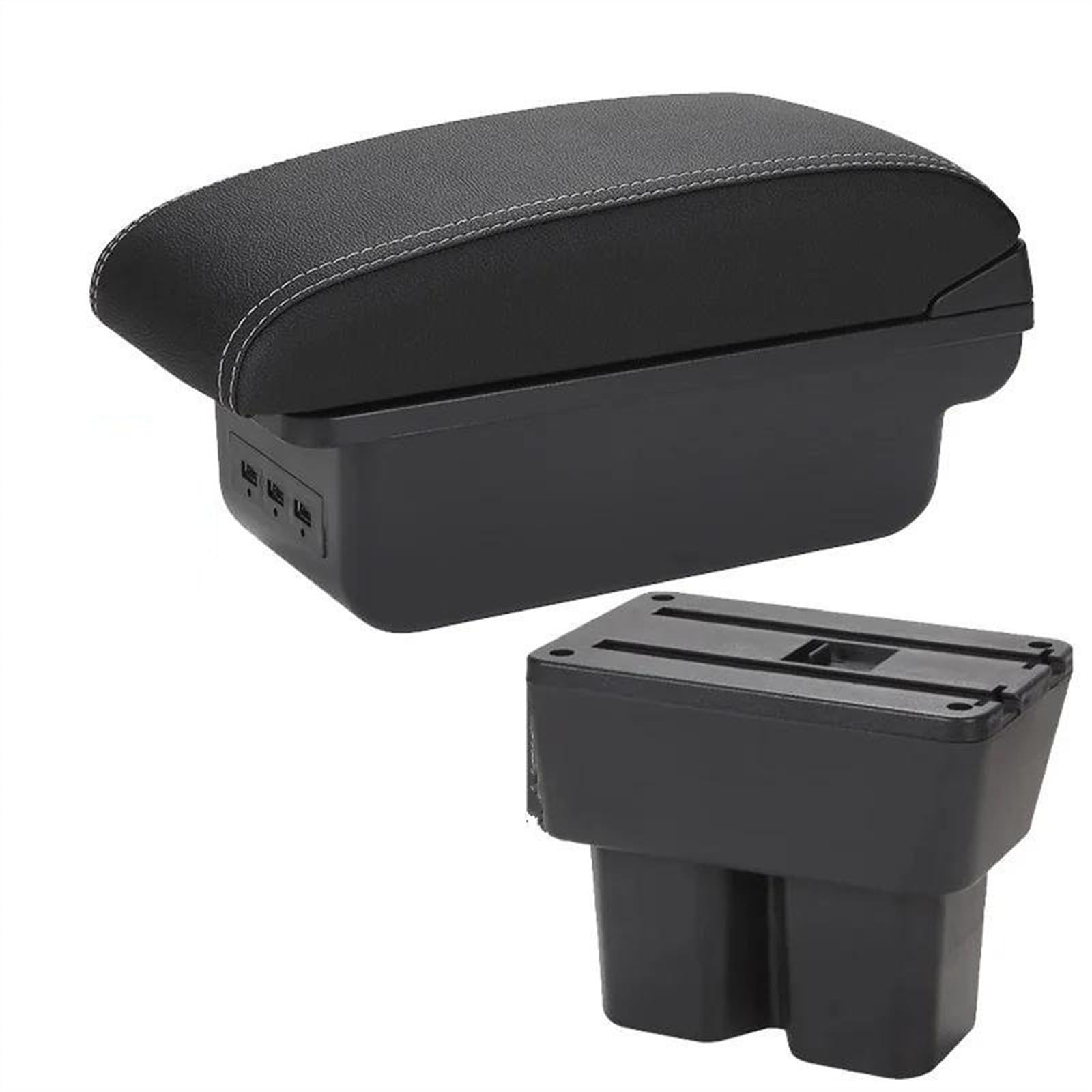 NOHEEU Car Armrest Special Storage Box Modification Parts For Jimny JB74 2018 2019 2020 2021 2022 2023 2024(B3 Black white 3USB)