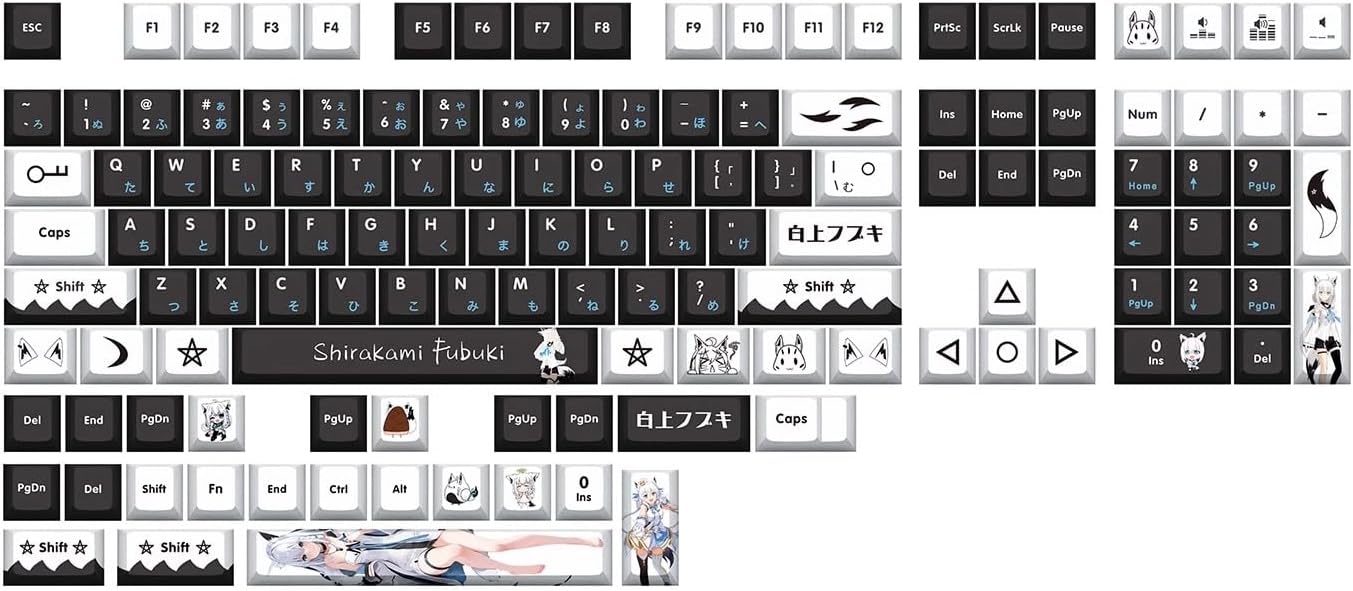 バーチャル キーキャップ PBT YouTuber vtuber 白上 フブキ Fubuki キーセット 熱昇華 132 キーセット
