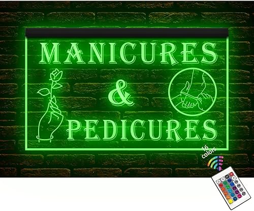 160055 Manicuras y pedicuras Cuidado de las uñas Salón de belleza Tienda abierta Decoración del hogar Pantalla LED Luz Neón Letrero (12 x 8