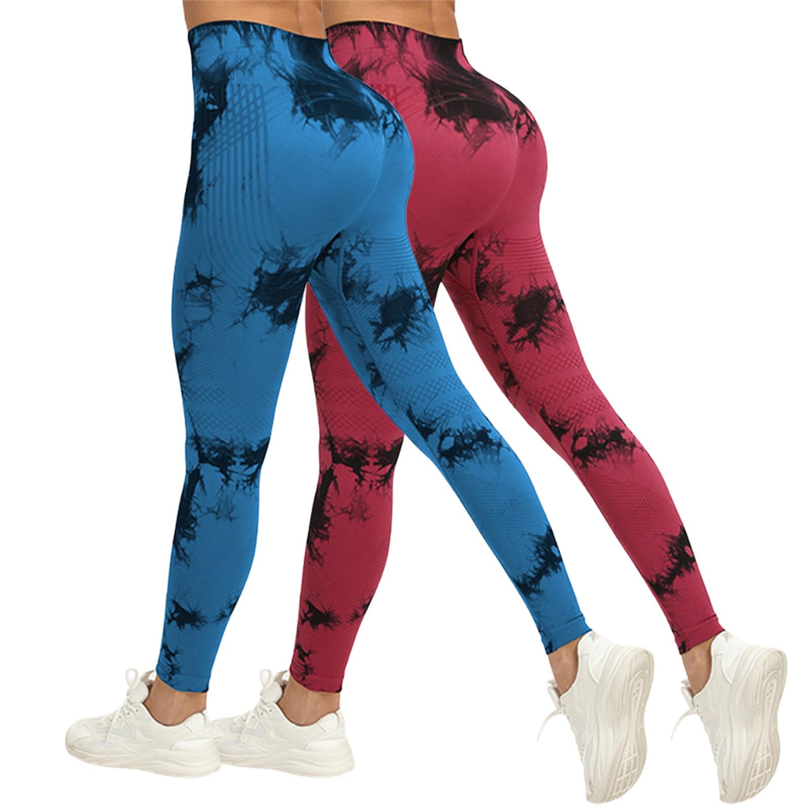 Pack de 2 leggings para mujer de cintura alta, leggings de yoga largos para mujer, paquete múltiple, pantalones de fitness, pantalones de fitness, pantalones de fitness, pantalones para correr