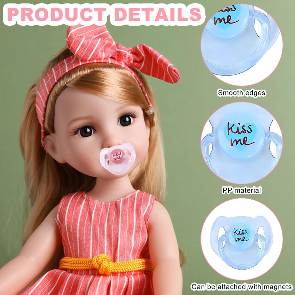 5 Piece Reborn Doll Magnetic Pacifier & Bottle Set Realistic Simulation Feeding Toy with Safe Pretend Play Accessories for Re-Born Baby Dolls Gift (Pink/Blue) - Image 3