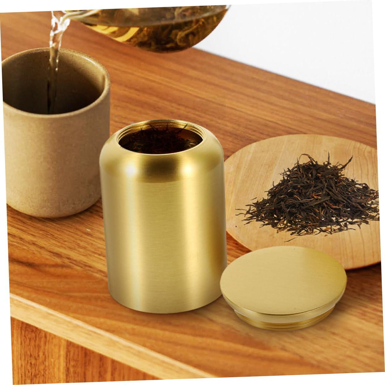 Boîte à Thé en Vrac Portable en Laiton, Couvercle Hermétique