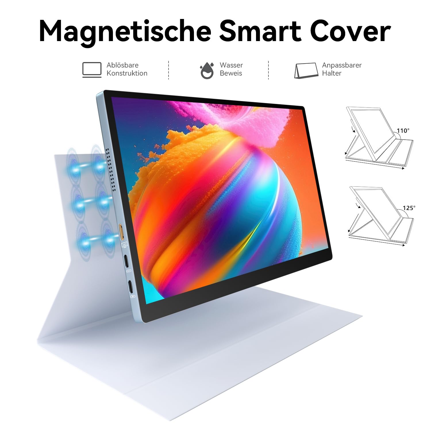 10,5 Zoll OLED Tragbarer Touch Monitor 2,5K, mobiler Zweitbildschirm mit USB-C & Mini-HDMI für Laptop, Switch, PS5, Xbox