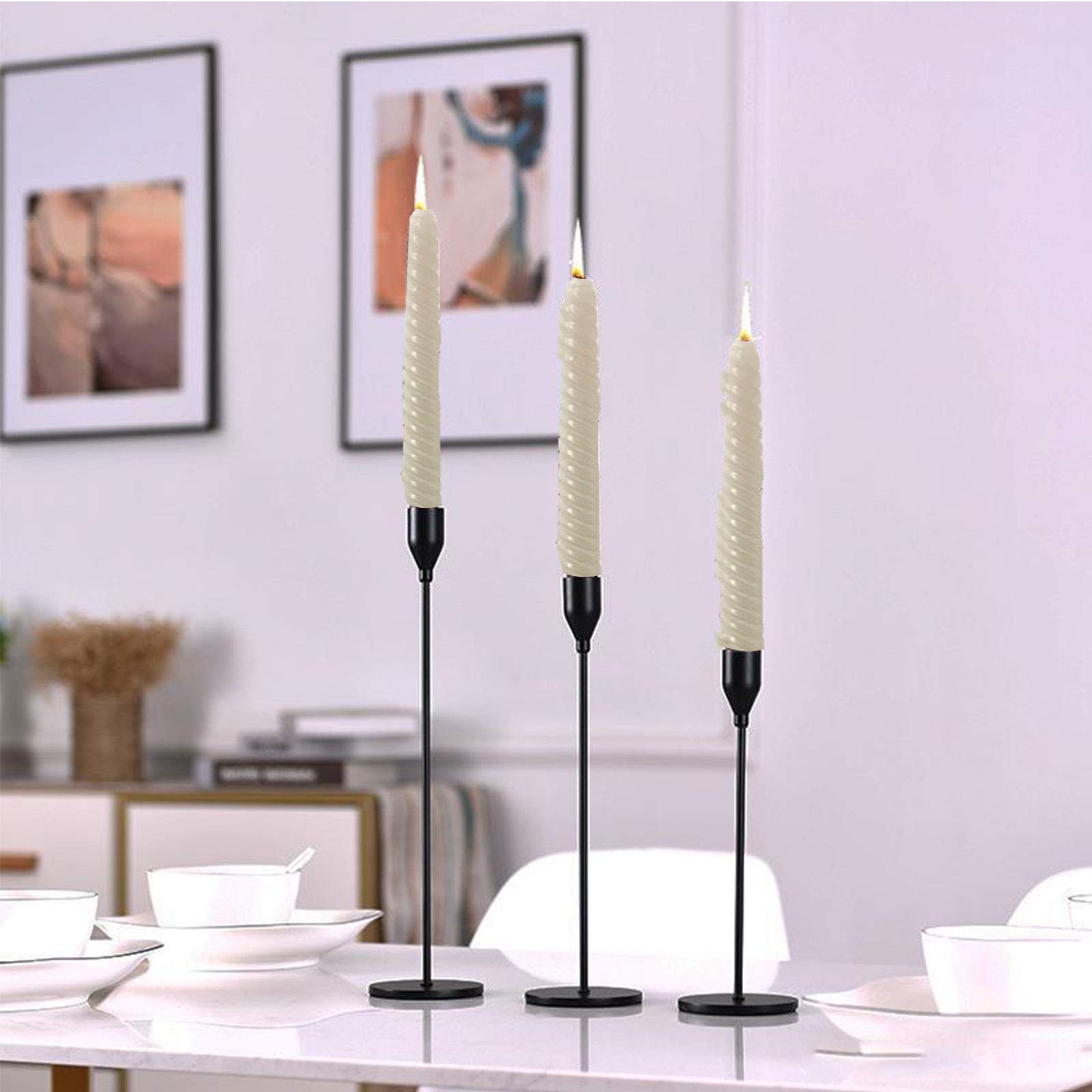 Lot de 3 Porte Bougie Dorés de Différentes Tailles, 33/28/24 cm, Chandelier, Vintage, Décoration d'Intérieur, pour la Saint-Valentin, Noël, Mariage, Dîner