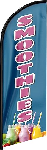 Miniatura 1 de Smoothies Swooper - Bandera de plumas para batidos, letrero publicitario de plumas para negocios de batidos, 8 pies