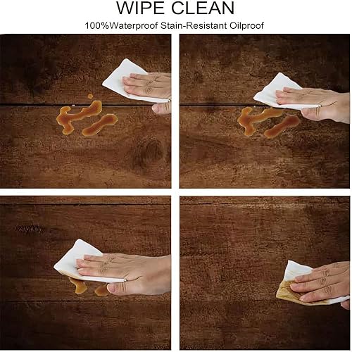 Miniatura 4 de Mantel ajustable cuadrado de tablones de madera, estampado de textura de tablones de madera, borde elástico, adecuado para cocina, fiesta, picnic,