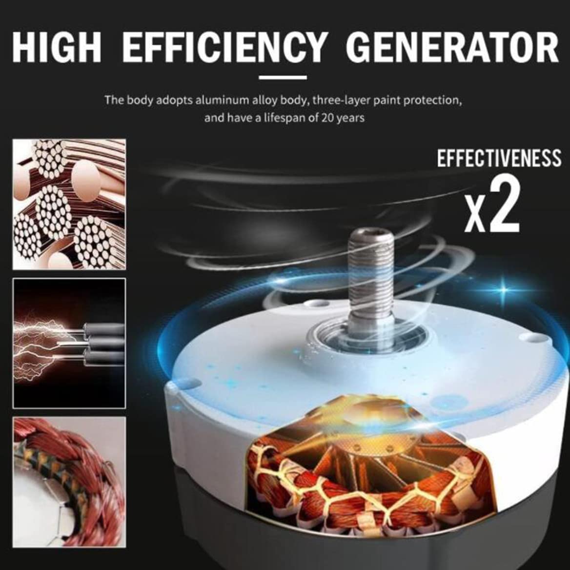Windkraftanlagen-Generator 10000W 12V Hochleistungs-Wechselstromgenerator mit niedriger Drehzahl, getriebelos, Permanentmagnet, mit Sockel für Wind- und Wasserkraftanlagen