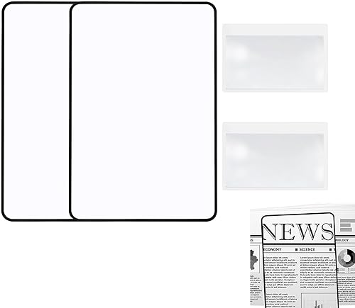 Miniatura 1 de Lupa de página, 2 unidades, 3 unidades, lente Fresnel de plástico óptico plano ligero con 2 marcapáginas de tamaño tarjeta, lupa plana para personas