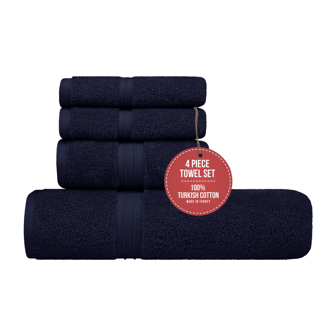 Cotoniche Extra Soft Bath Towels Set of 4 - Soft & Absorbent 100% Cotton, Hotel Quality - Includes 1 Shower Towel (28" x 56"), 1 Hand Towel (16"x28")