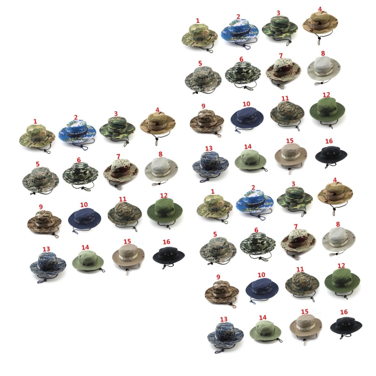 SHERCHPRY 3pezzi Cappello Secchiello Mimetico Unisex per attività Outdoor con Cinturino Ventilazione per Escursionismo Pesca e Campeggio Vari