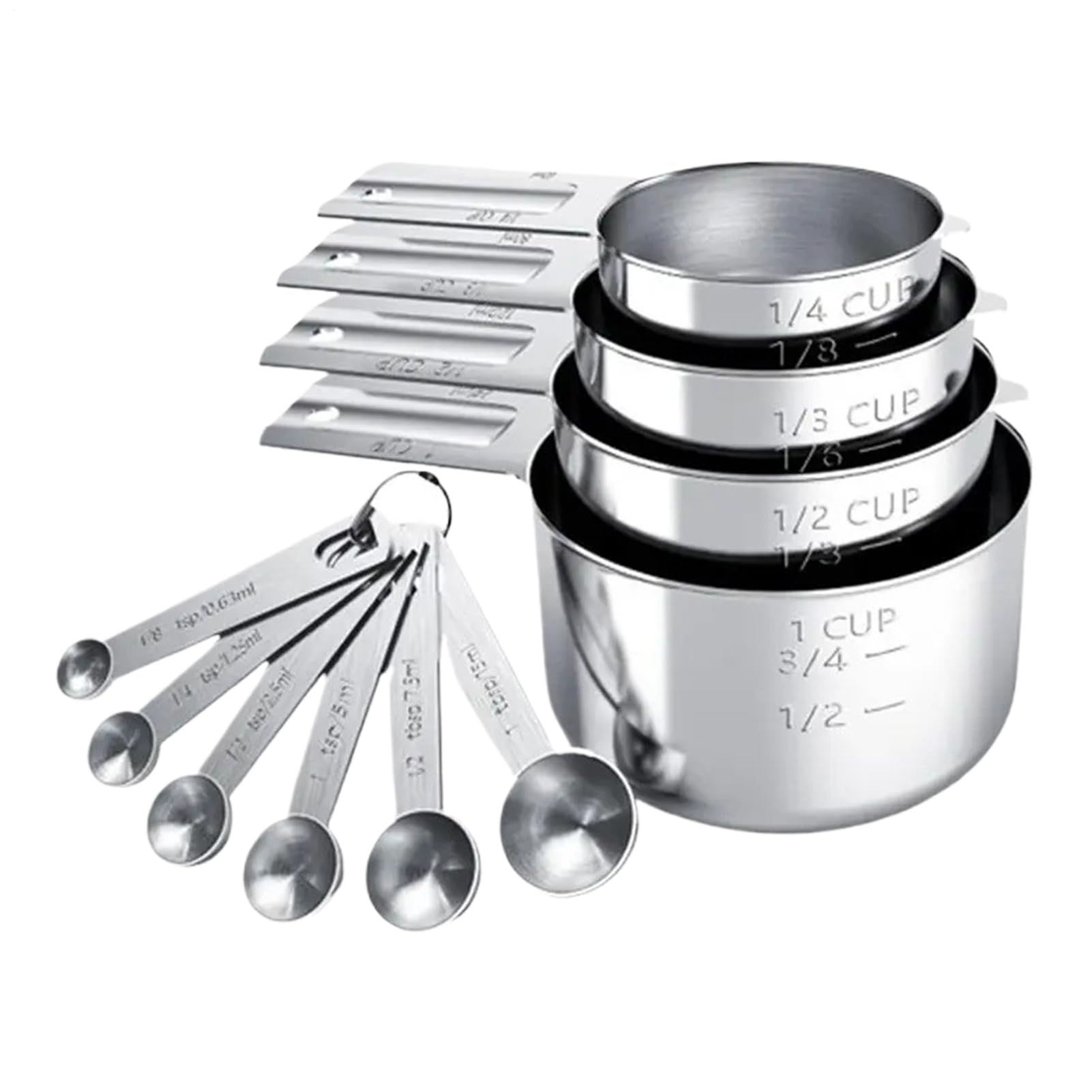 Cuillères et tasses à mesurer en métal pour recettes de famille