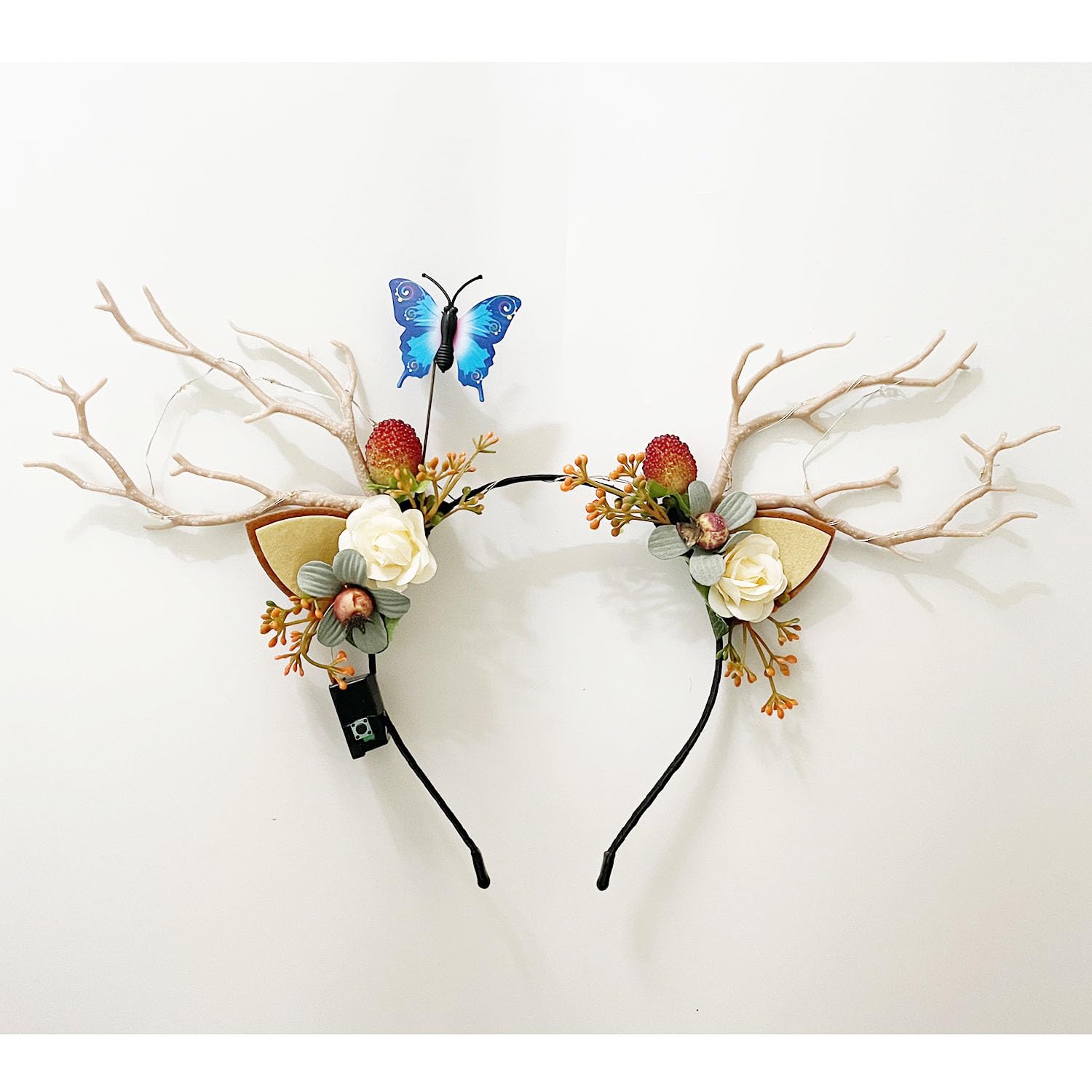 Carufin LED Light up Headwear Glowing Reindeer Antlers Hair Accessories Luminous Tiara Christmas Party Hair Hoop Headband for Women (Warm light A) - Image 3