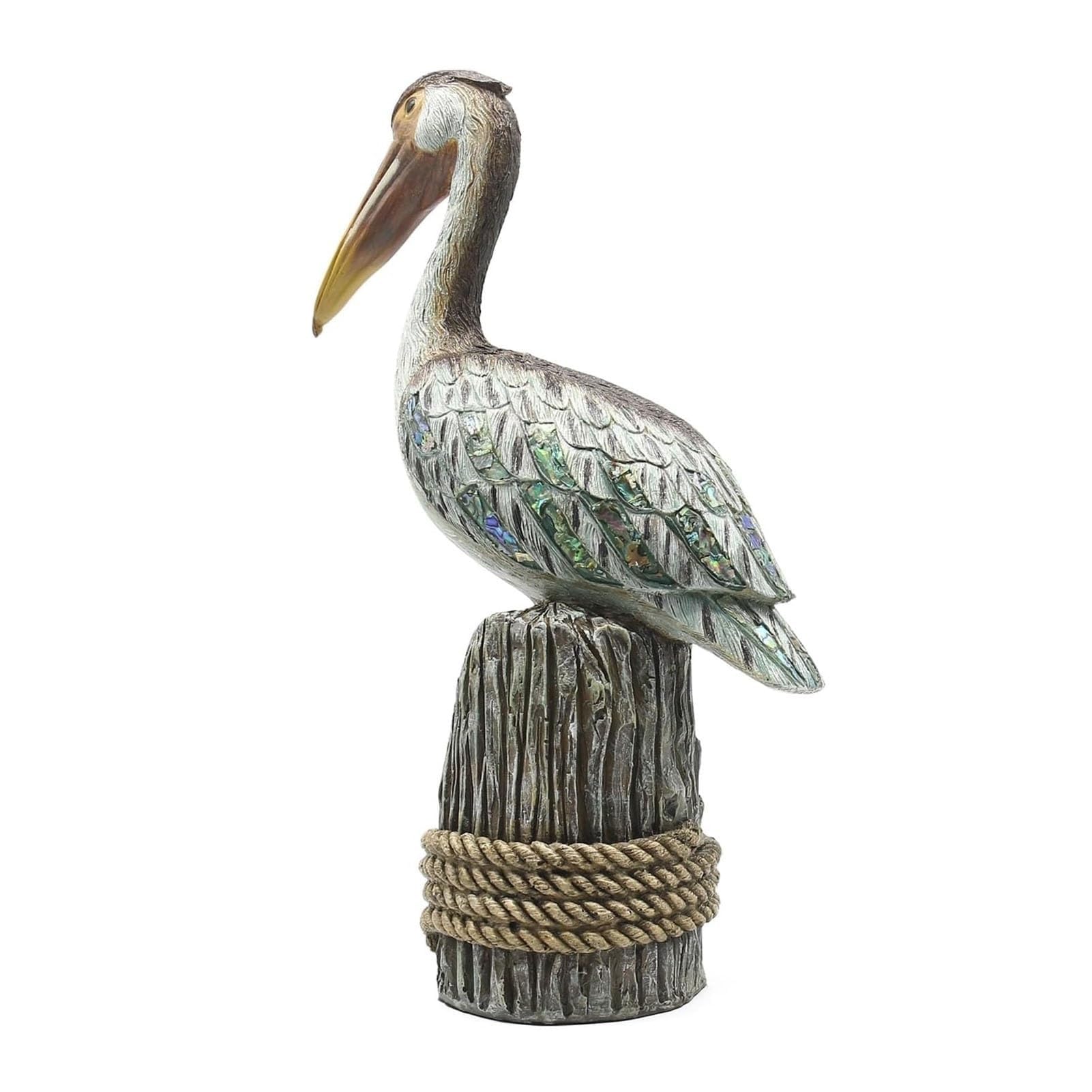 Standing Pelican Statue - Abstract Sculpture Decor, Nautical Coastal Beach Bird Figurine, Creative Decorative Ornament, for Home Garden Yard Lawn Outdoor