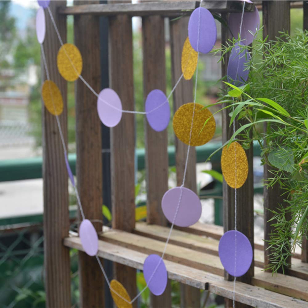 Kit de decoración de globos for fiesta de cumpleaños, boda, guirnalda de papel, paquete de 5 guirnaldas de papel con purpurina de 32 pies, decoración colgante de puntos circulares, pancarta de papel f