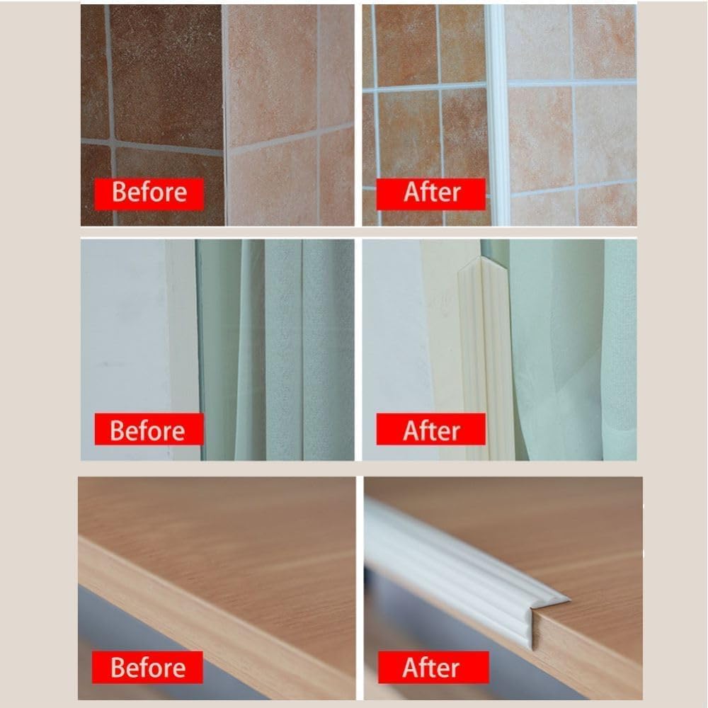 10M Flexible Edging Trim for Tile Floor Bathroom Door Frame Countertops,Self Adhesive Inside & Outside Corner Strip,Floor Transition Strip,Caulk Molding Trim,Furniture Protector Guards,20mm - Image 4