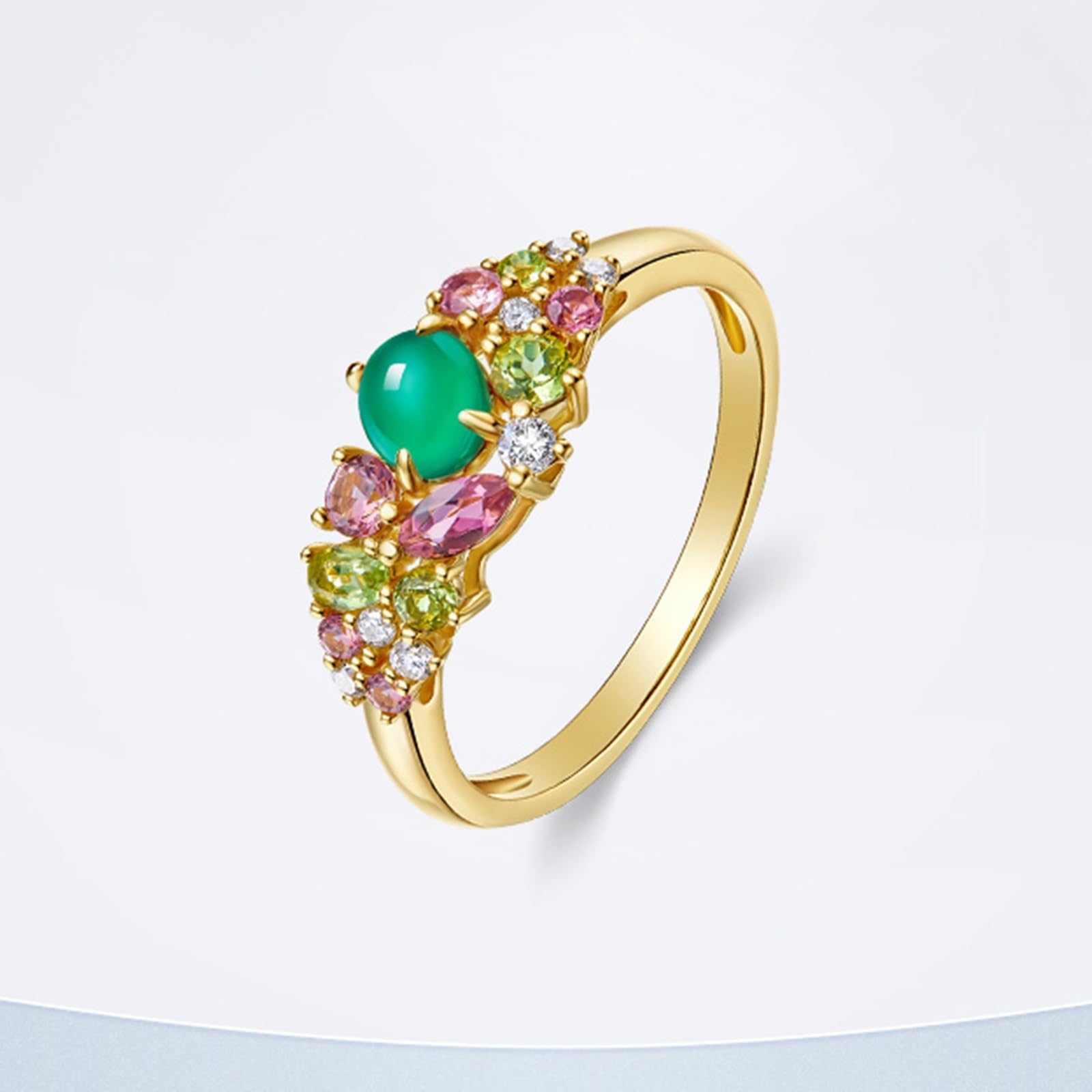 Anillos de compromiso de oro amarillo para mujer, auténticos, anillos de compromiso con turmalina, alianzas de oro auténtico, elegantes anillos de boda
