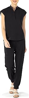 Scrubs for Women Set - Sleeveless Stand Collar Scrub Top & Drawstring Jogger Pants, Scrub Set for Nurse Workwear