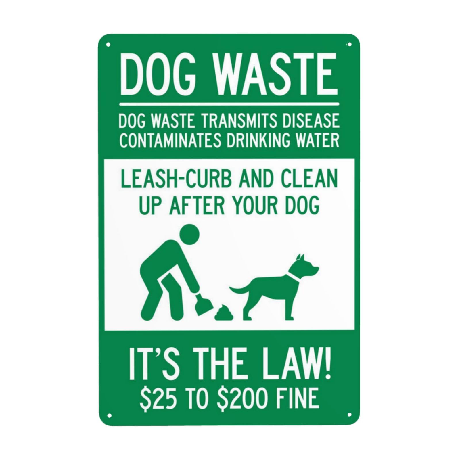 Dog Waste High Fine Pollution Warning Sign, Public Environmental Protection Safety Reminder 8x12 Inch