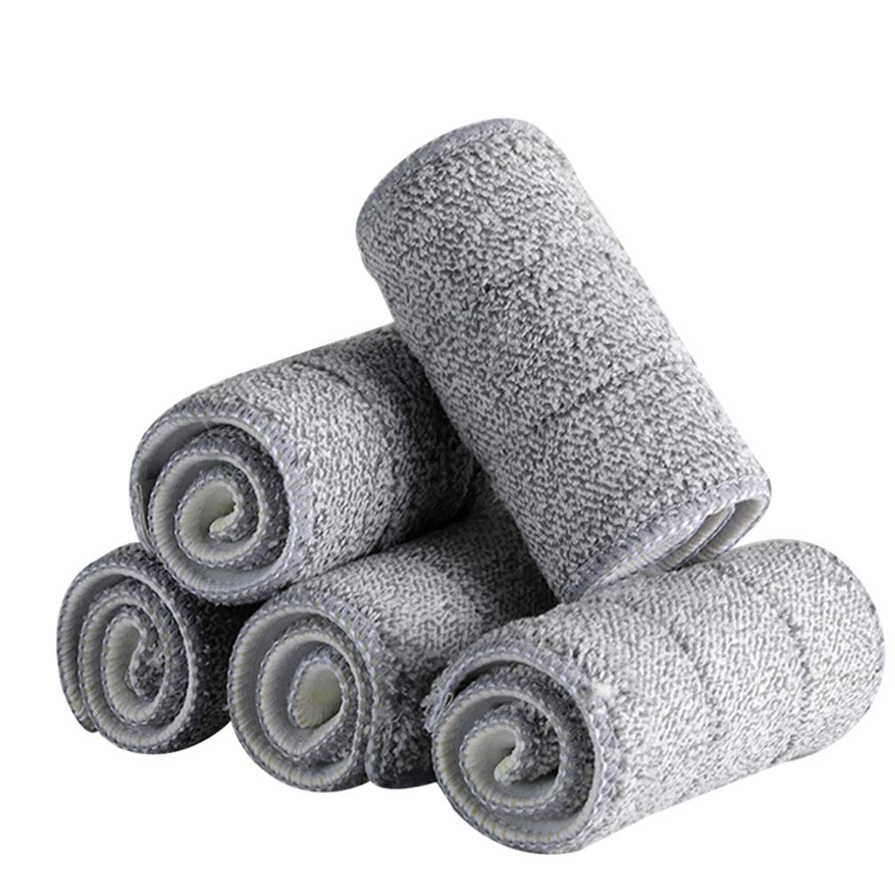 Hemobllo Microfiber Mop Pads : 5Pcs Reusable Mop Pads Flat Replacement Heads for Floor Cleaning Scrubbing