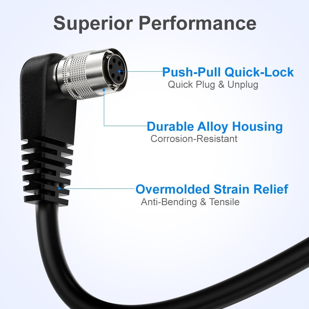 Alvin's Cables HR10A-7P-6S Hirose 6 Pin Female to Open End Power I/O Cable for Sony CCD, Basler, Keyence, Cognex, Baumer, Hikvision Industrial Camera, High Flex Shielded A-Type 9.84ft/3m