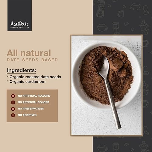 Miniatura 10 de MEDIDATE Coffee Alternativa  Semillas de dátiles tostadas + algarroba  Prebióticos de origen natural  Polifenoles  Sin cafeína y ácidos (12 onzas