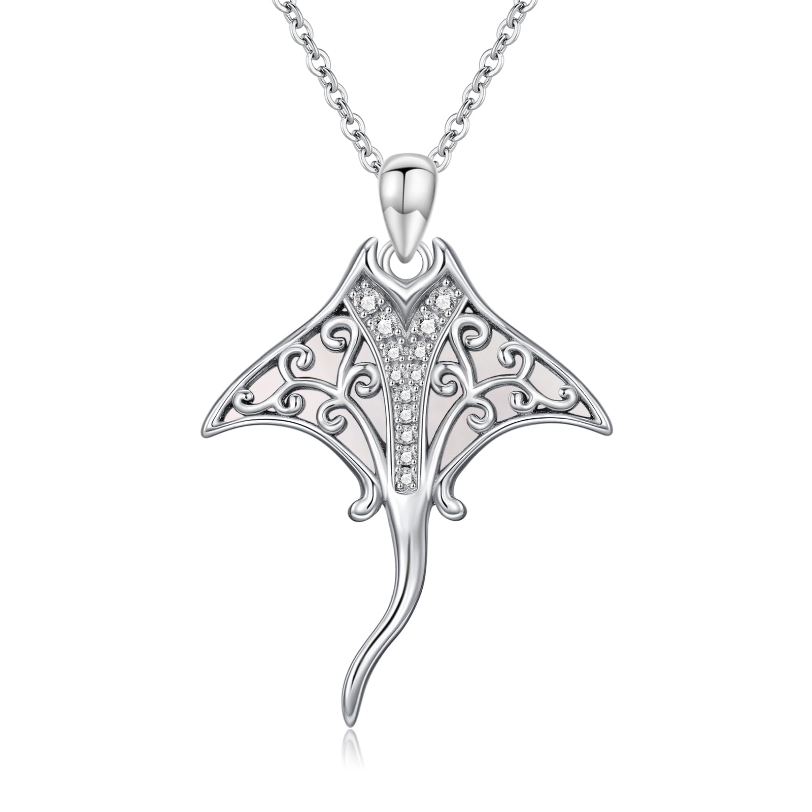 ONEFINITY Ocean Kette 925 Sterling Silber Rochen Manta Rochen/Seepferdchen/Wal/Meerjungfrau Anhänger Halskette Schmuck Geschenk