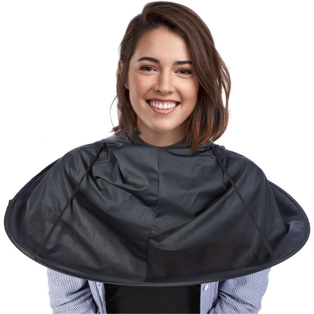 Capa de corte de pelo, Peluquero adulto Corte de pelo Paraguas Cabo Peluquería Salón Vestido corte de pelo Peluquería Capa(negro)