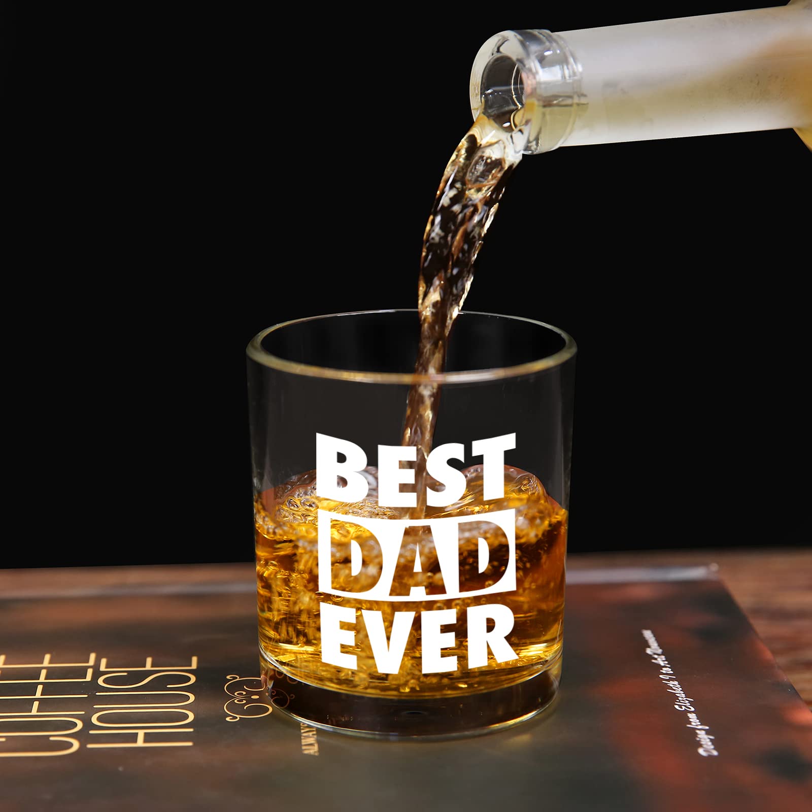 Jogskeor Cadeau Pour Papa, Verre à Whisky « Best Dad Ever » Pour Père, Nouveau Papa, Homme, Mari, De La Part De Sa Fille, Fils, Enfants, épouse, Cadeau Amusant Pour La Fête