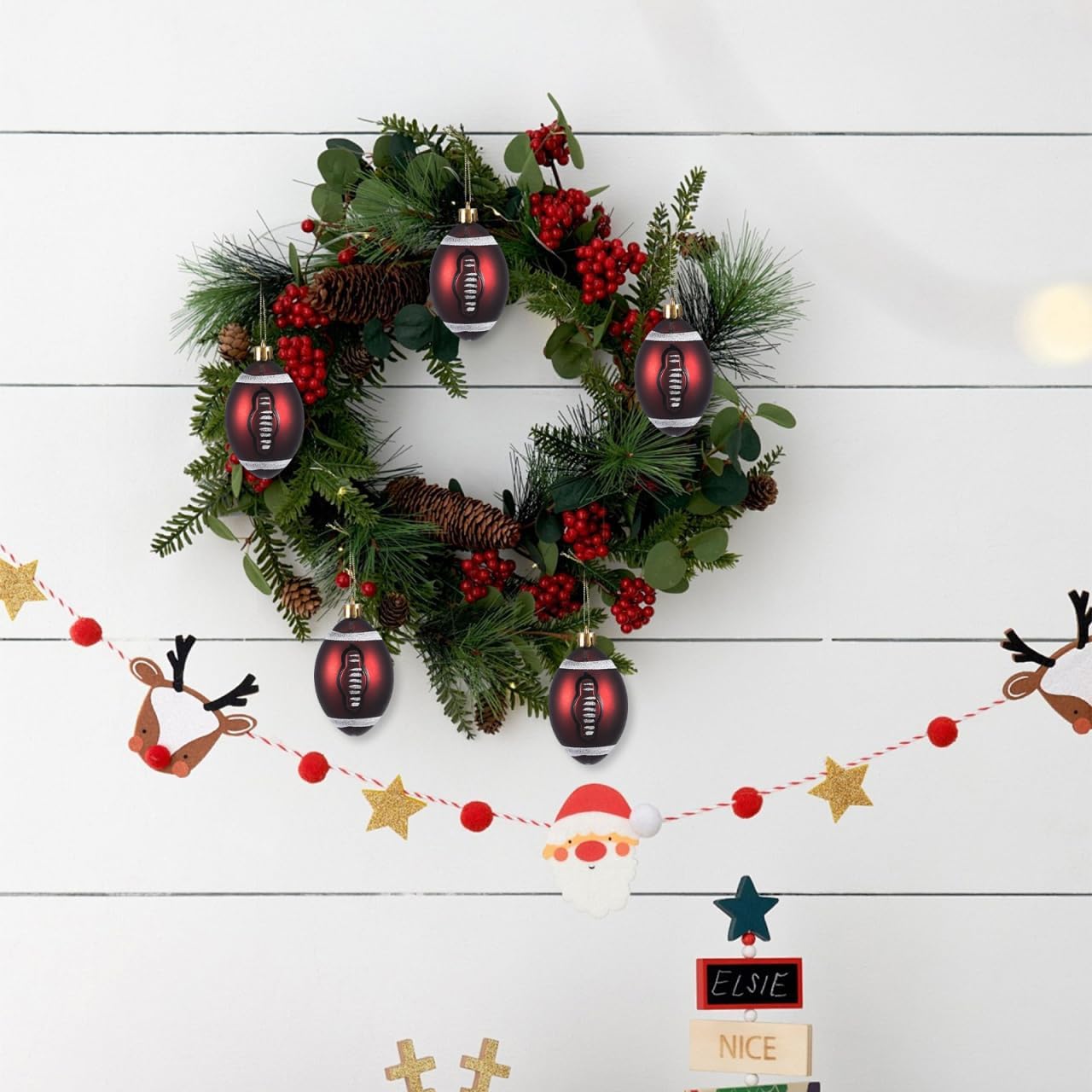 Toyvian 6pcs Christmas Football Ornaments Christmas Tree Ball Decorations for Football Sports Theme Christmas Holiday Party Decorations - Image 8