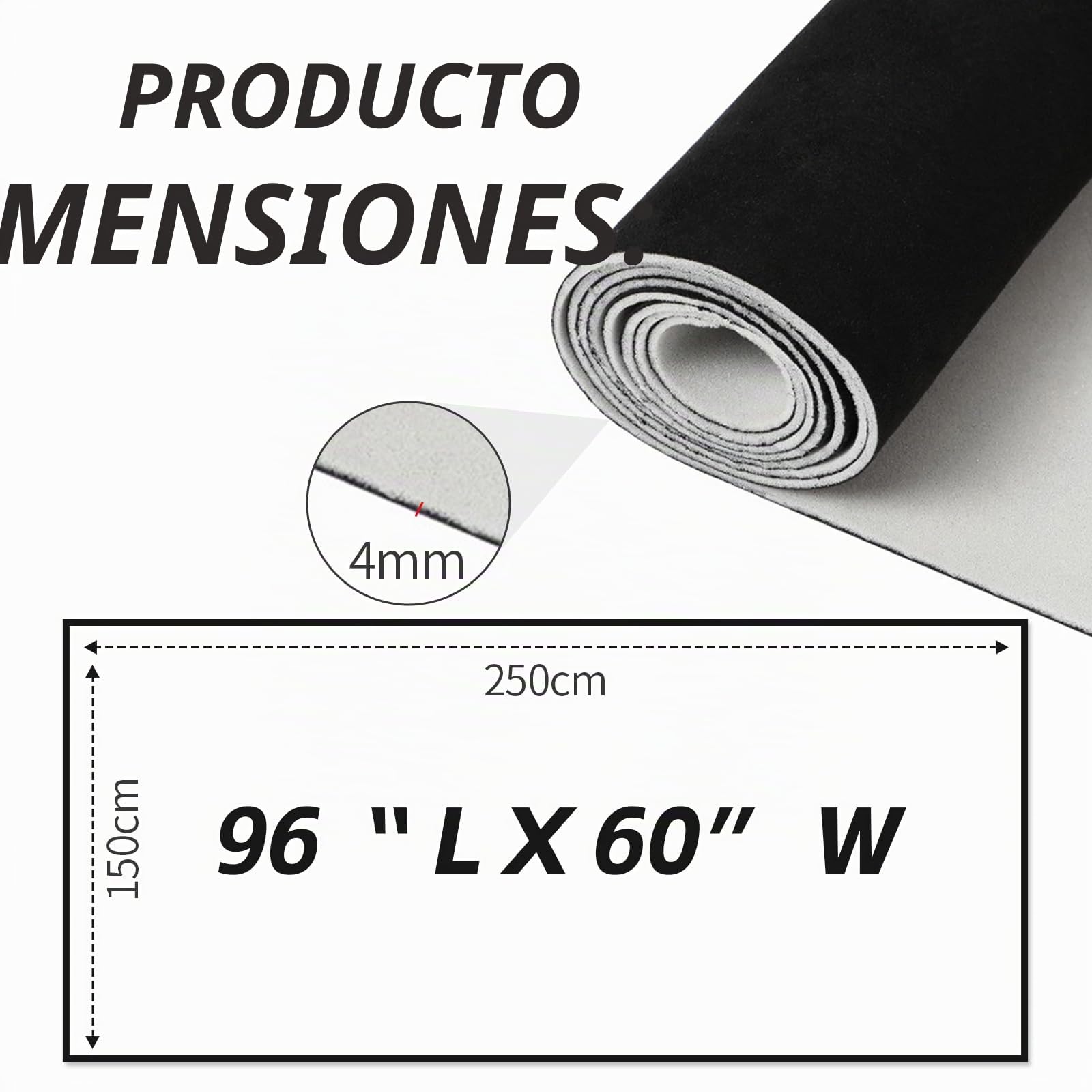 Tela para techo de coche, venta por metros, aspecto de ante, piel sintética con respaldo de espuma de 4 mm, revestimiento interior para reparación de tela de automóvil, tapicería (negro, 150 x 250 cm)