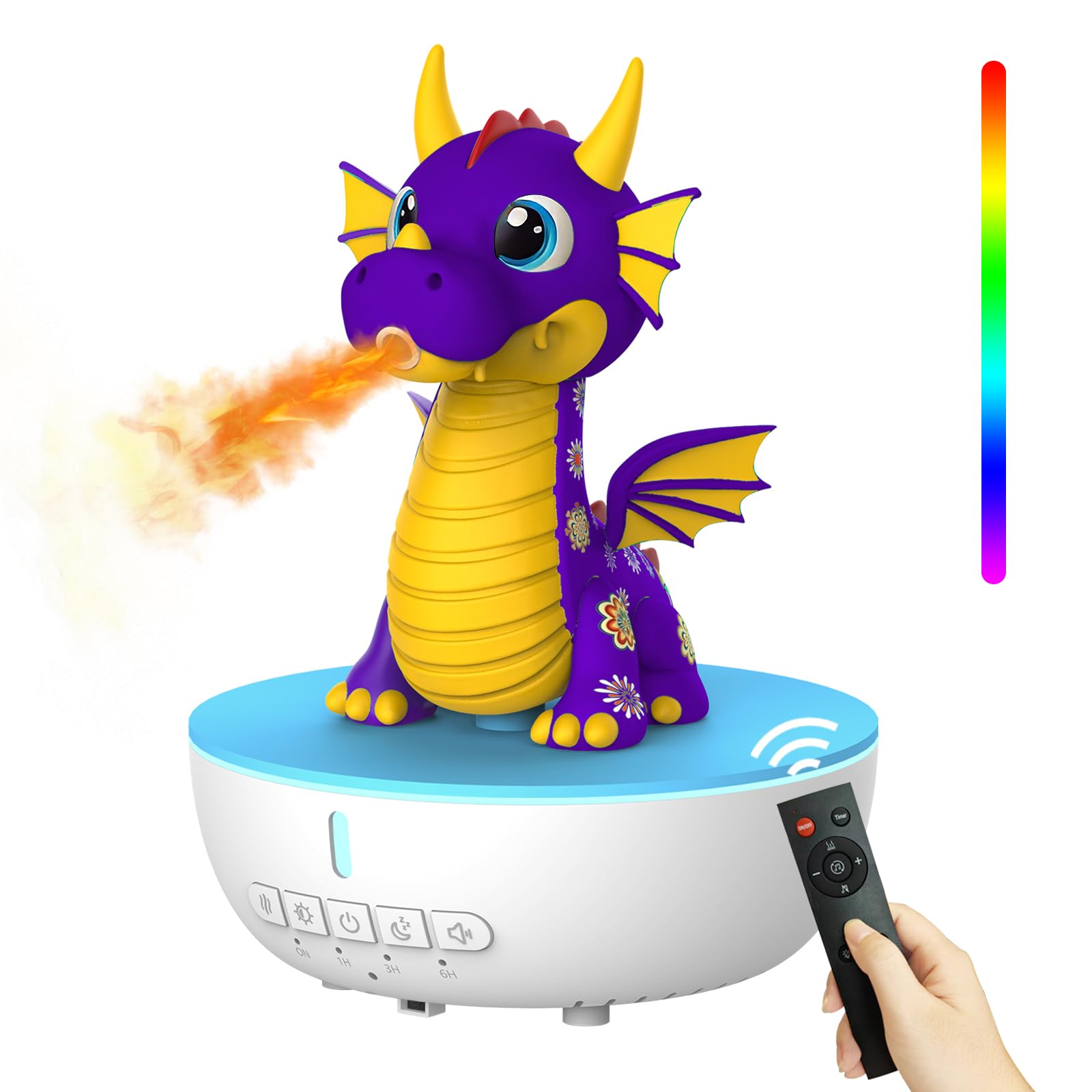 Diffusor de Aromas con Ruido Blanco, Humidificador para Niños de 200 ml con Mando a Distancia y Función de Temporizador 1/3/6 H, Diffusor de Aceites Esenciales para Dormitorio (Morado)