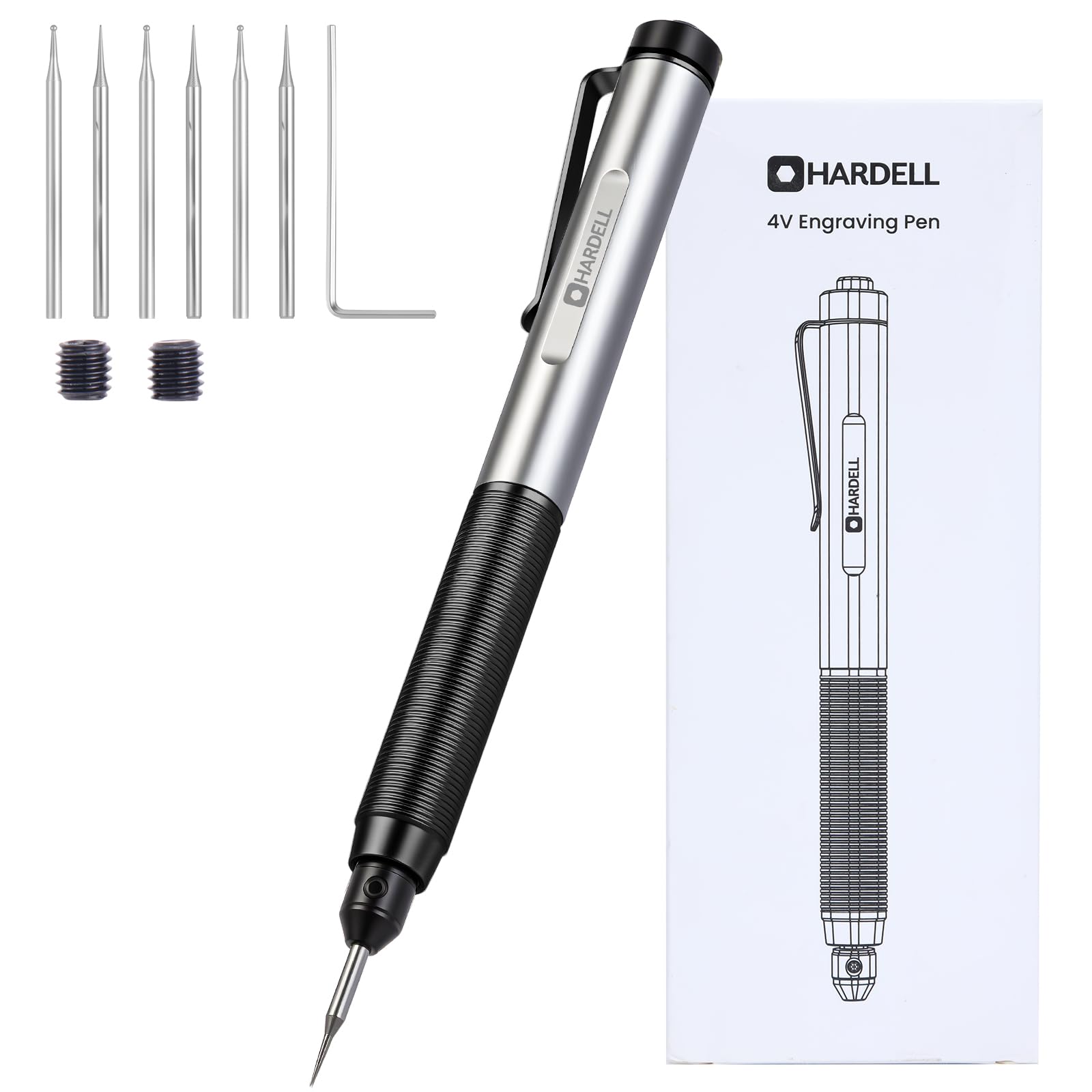 Engraver Pen, HARDELL Engraving Pen USB Rechargable with Premium Bits, Cordless Engraving Tool Portable, Micro DIY Engraving Tool Kit for Glass Stone Wood Metal Plastic Jewelry