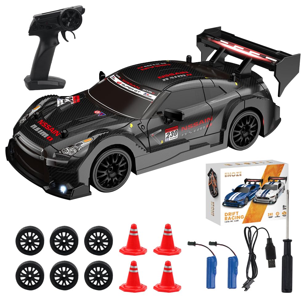 BuzzoXerex Drift RC 1:20 – Voiture Télécommandée 4WD 2.4 GHz Avec LED Sous-caisse – Double Batterie 50 Min – Pneus Drift Interchangeables – Cadeau Dès 8 Ans (Bleu)